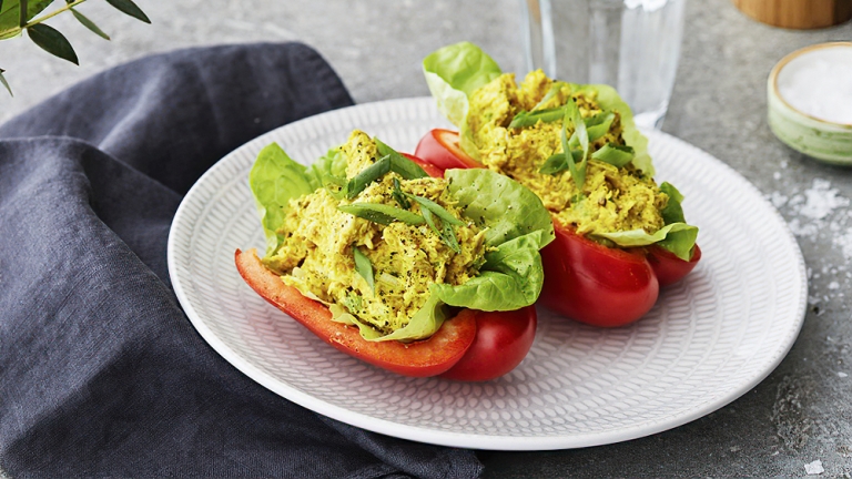 Receta pimientos rellenos de pollo al curry