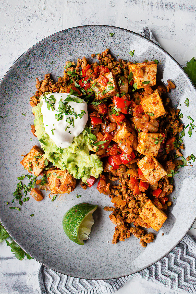 Receta revuelto mexicano de desayuno sin huevos