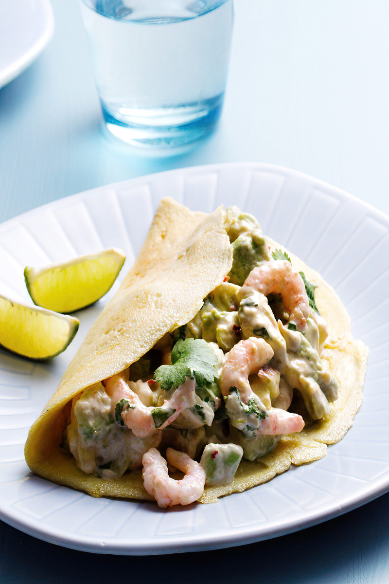 Receta wraps de aguacate y camarones