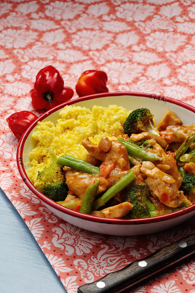 Receta curry de pollo con arroz de coliflor