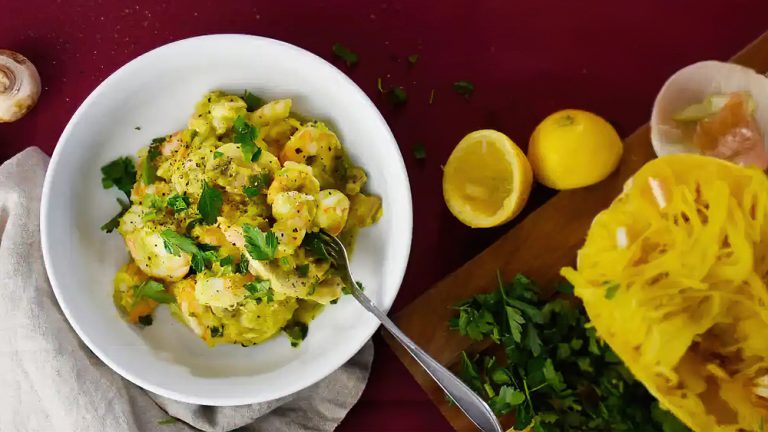 Receta gambas con calabaza cabello de ángel