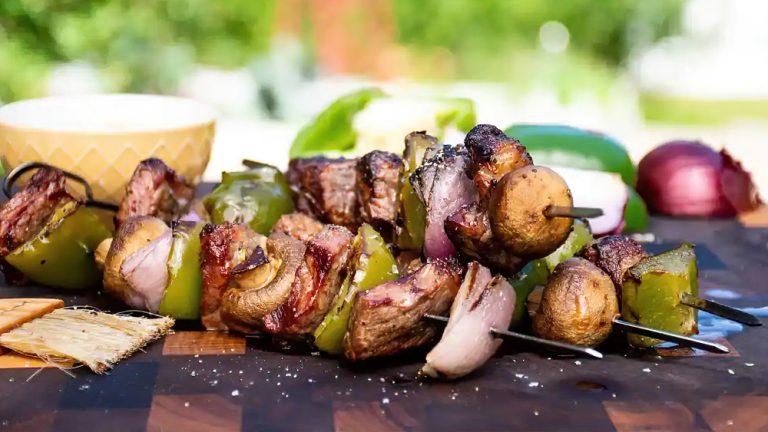Receta kebab de carne y vegetales