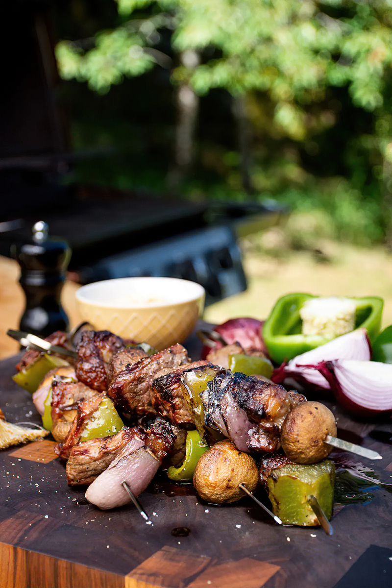 Receta kebab de carne y vegetales