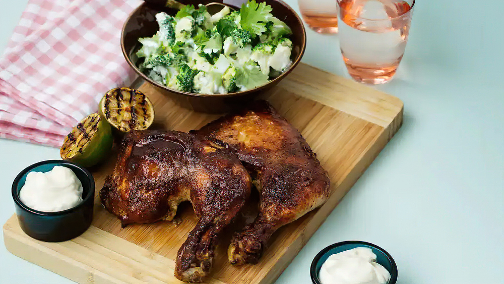 Receta pollo cocinado a fuego lento con ensalada de brócoli