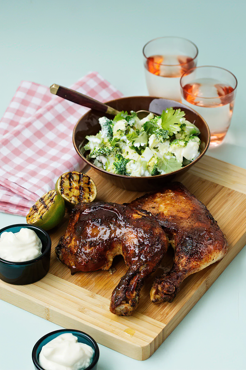 Receta pollo cocinado a fuego lento con ensalada de brócoli