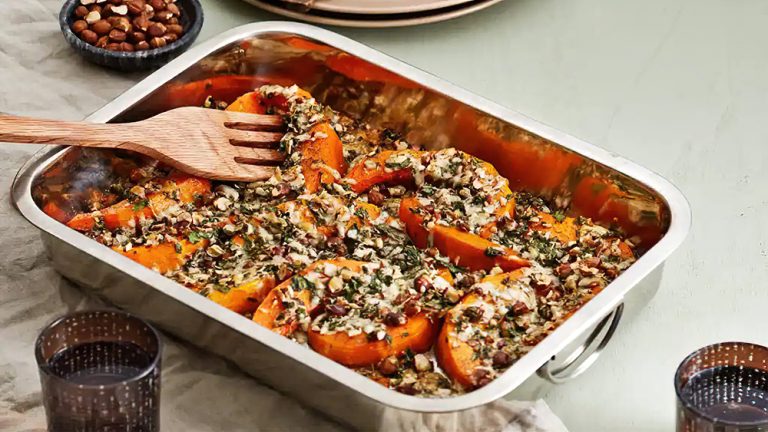 Receta calabaza asada bajo en carbohidratos con avellanas y queso manchego