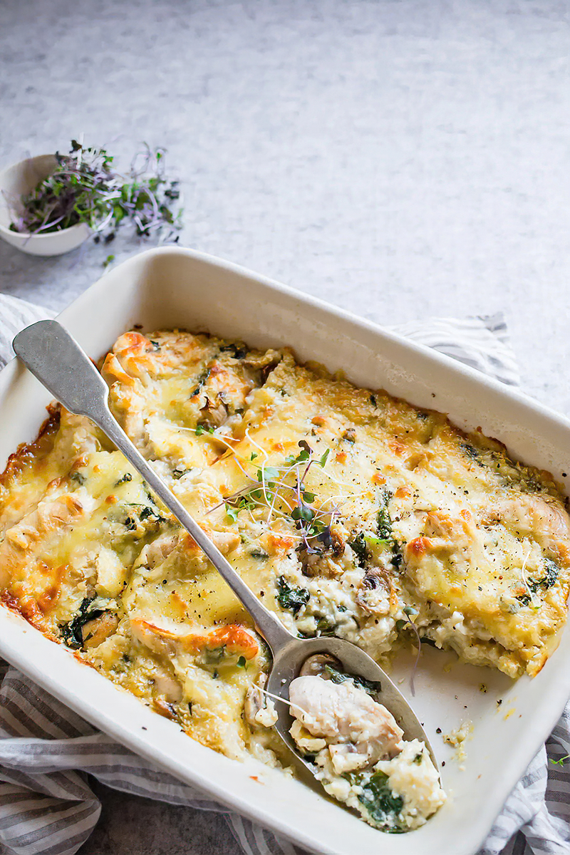 Receta cazuela keto de pollo y champiñones