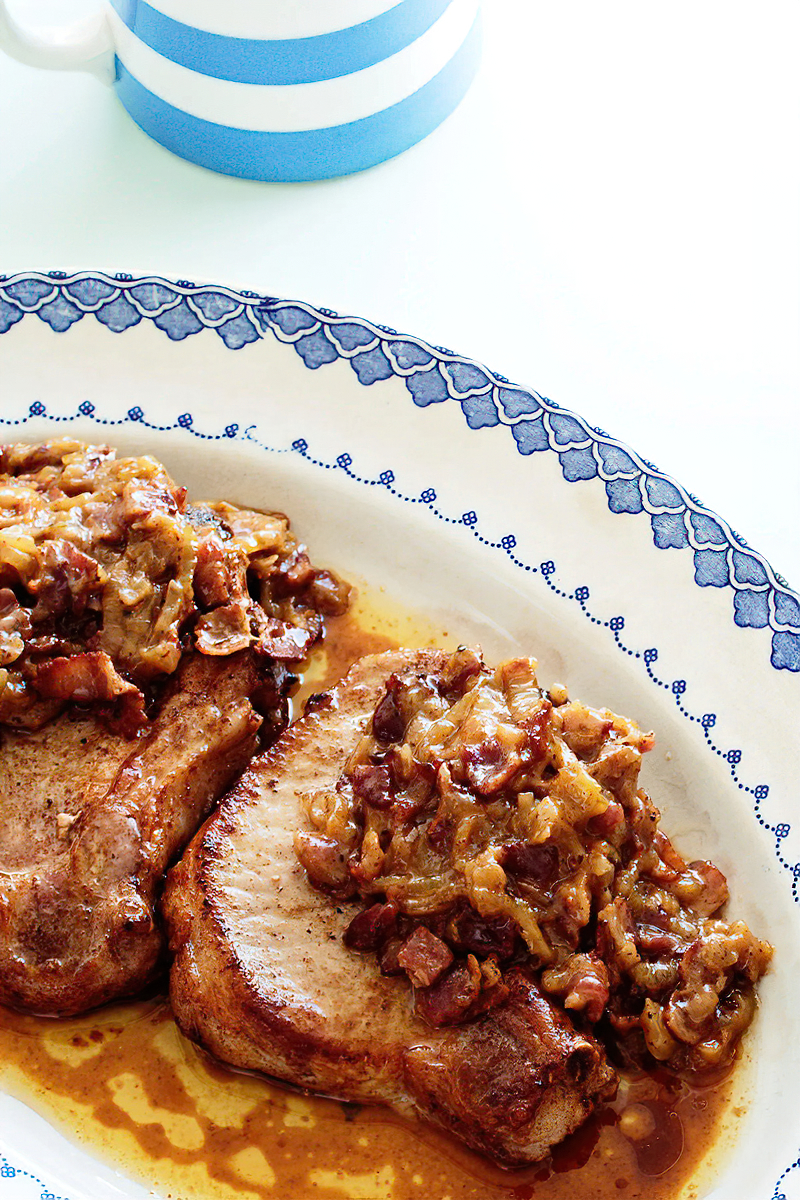Receta chuletas de cerdos con cebollas caramelizadas