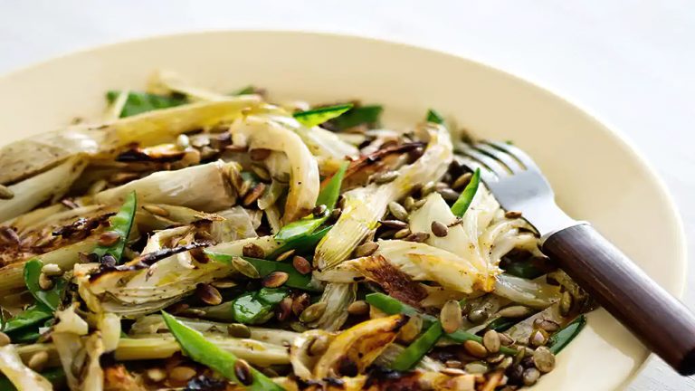 Receta ensalada de hinojo asado y tirabeques