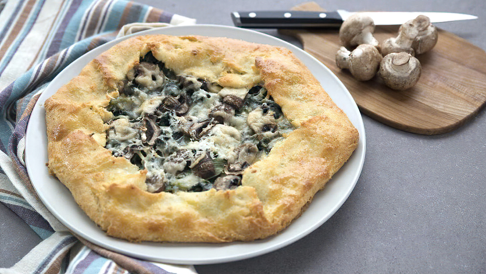 Receta galette de champiñones y espinacas bajo en carbohidratos