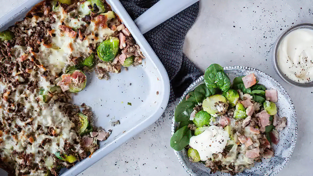 Receta gratinado de coles de Bruselas y carne picada