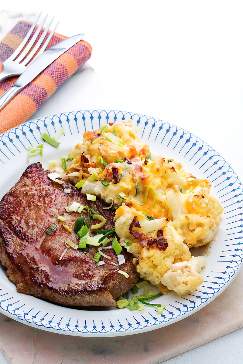 Receta paleta de cerdo con gratinado de coliflor