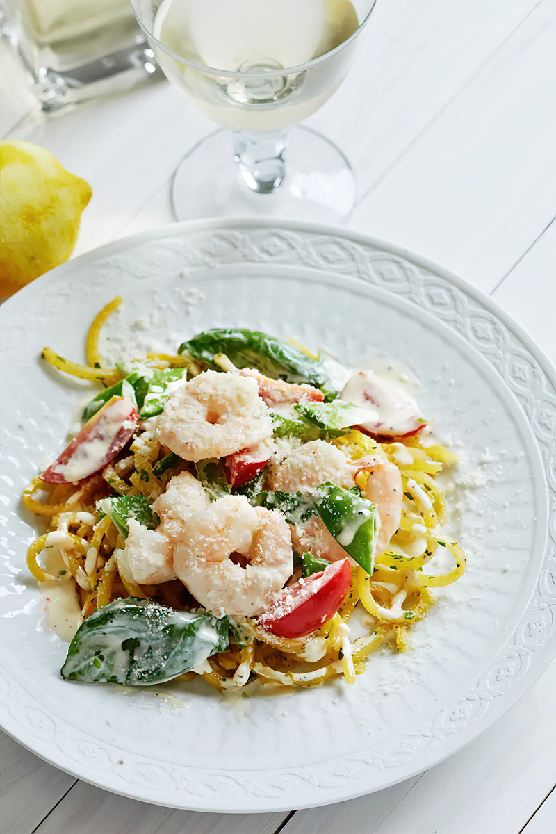 Receta pasta de colinabo con salsa cremosa de camarones