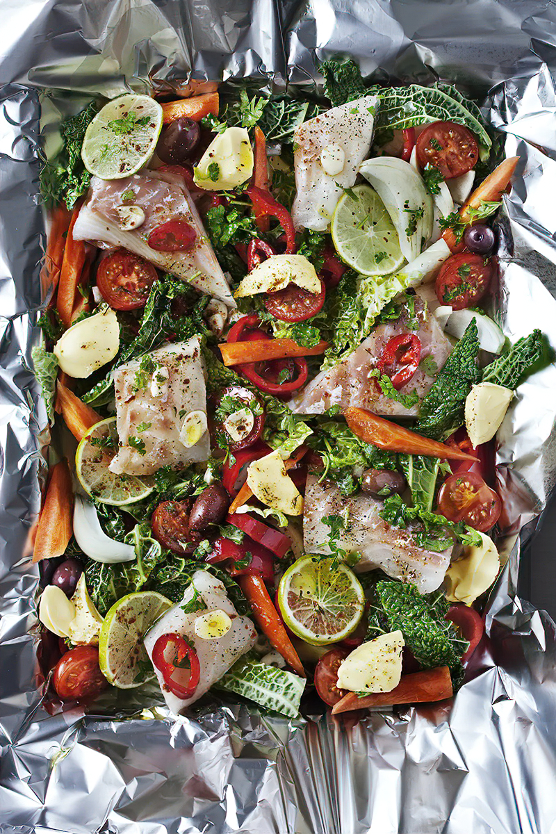 Receta pescado con verduras horneadas bajo en carbohidratos