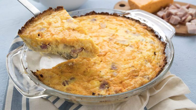 Receta quiche de jamón y queso con masa de coliflor