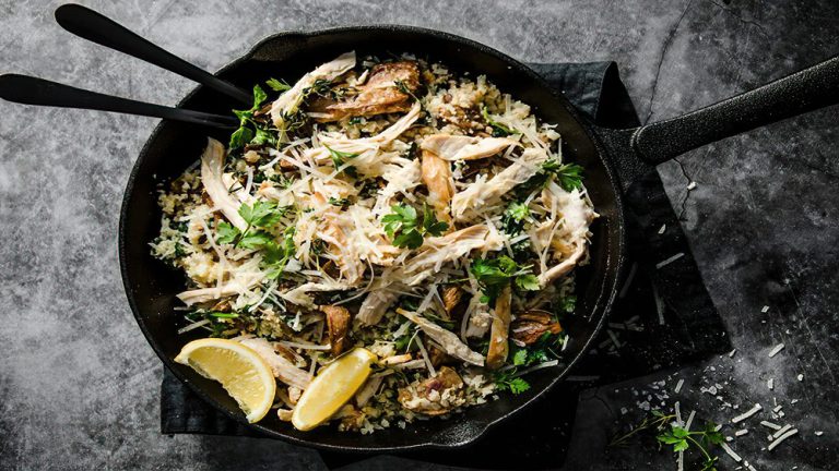 Receta risotto de pollo con setas silvestres