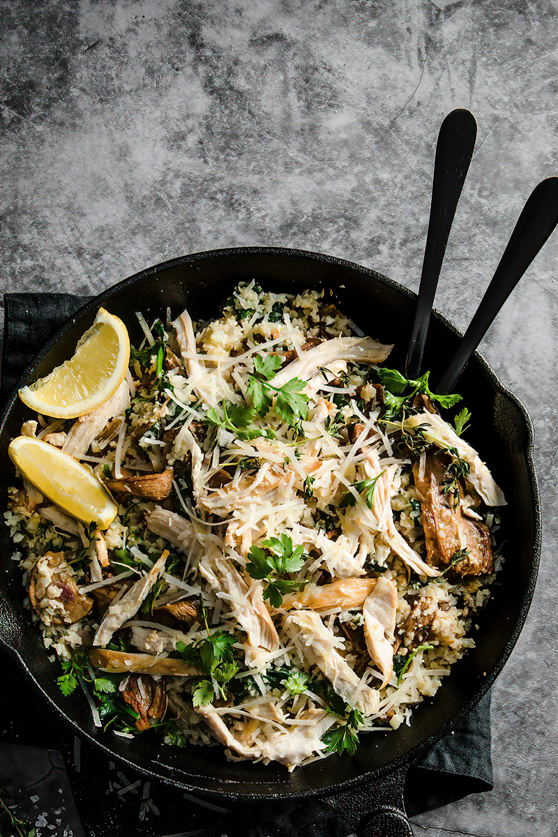 Receta risotto de pollo con setas silvestres