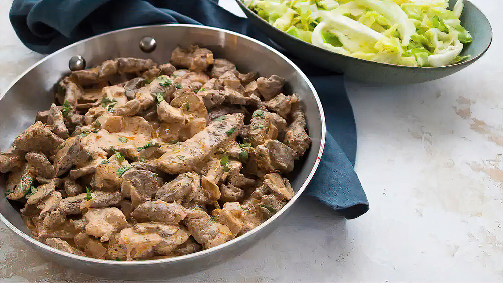 Receta strogonoff con tallarines de repollo