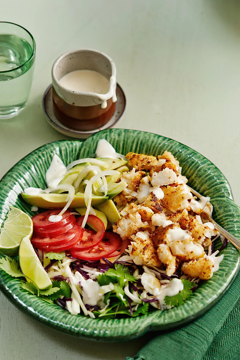Receta tazón de pescado tex-mex