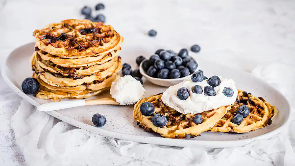 Receta waffles de arándanos