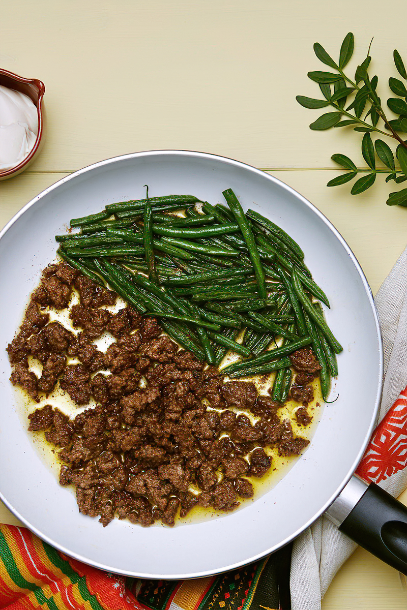 Receta carne molida keto con judías verdes