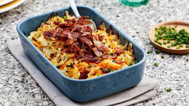 Receta gratinado de coliflor con bacon y queso