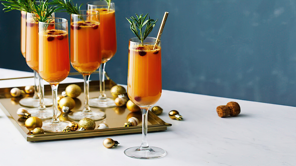 Receta mimosas bajas en carbohidratos con arándanos y pomelo