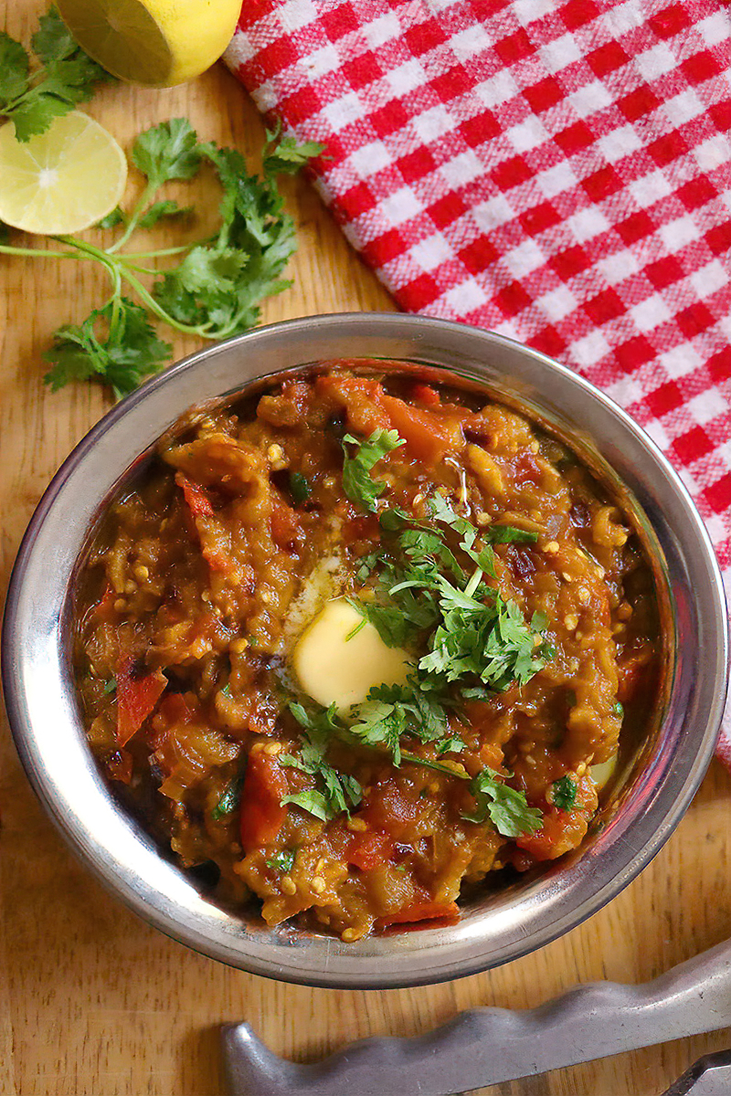 Receta puré indio de berenjena asada