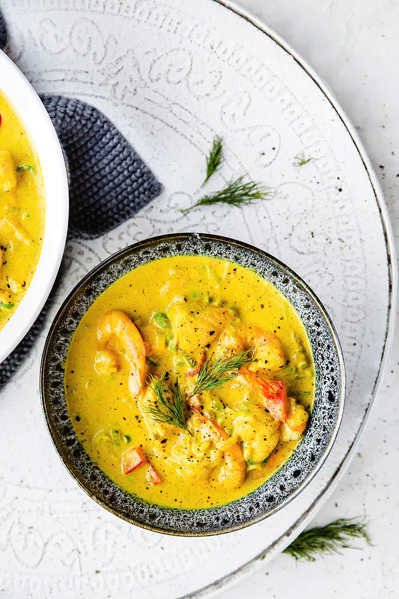 Receta sopa de pescado al curry