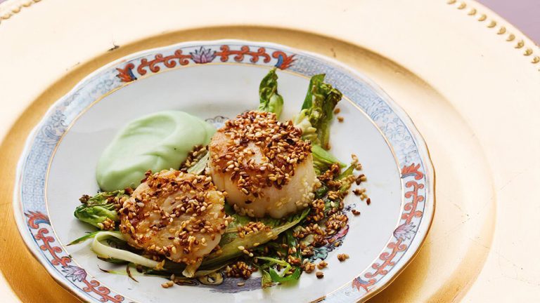 Receta vieiras con sésamo y mayonesa de wasabi